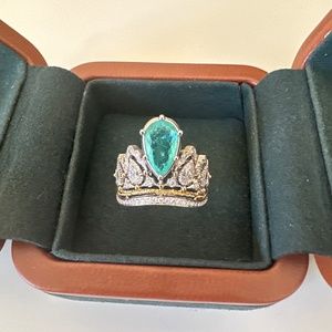 Paraiba Tourmaline ring 18k white gold and yellow gold ring size55